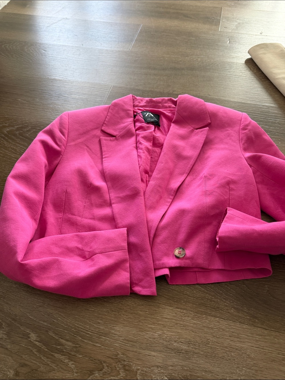 Zara Bright Pink Cropped Blazer